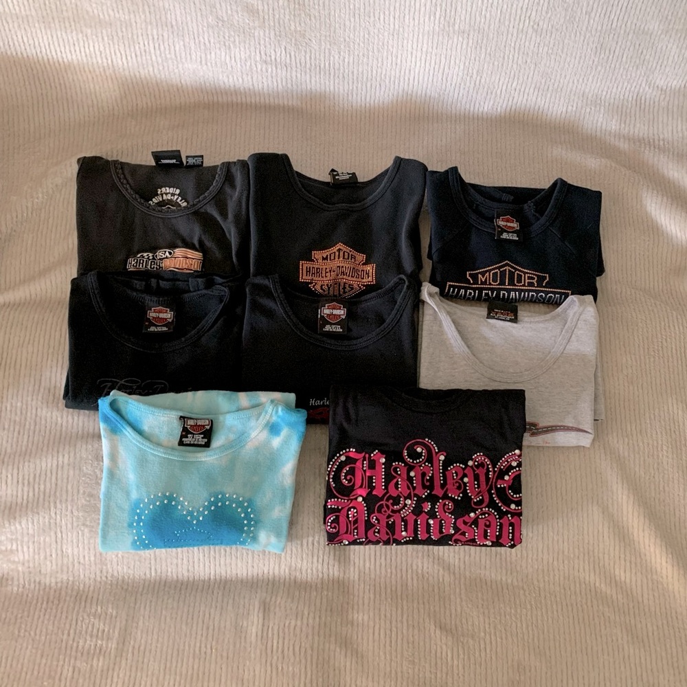 8 Harley Davidson Ladies Tops 3 M, 2 L, 1 XL, 2 Unknown Sizes